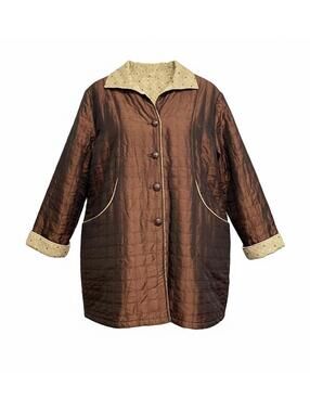 Vtg Reversible Quilted Copper&Beige Jacket w Button Closure Single Stitch 2XL